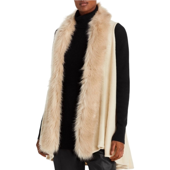 Surell Jackets & Blazers - Surell Faux Fur Trimmed Knit Vest One Size